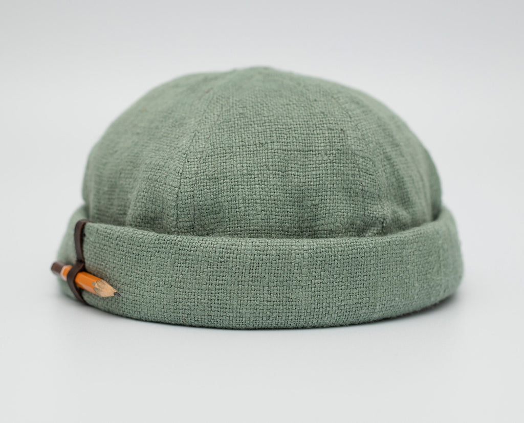Handcrafted linen docker cap with pencil holder