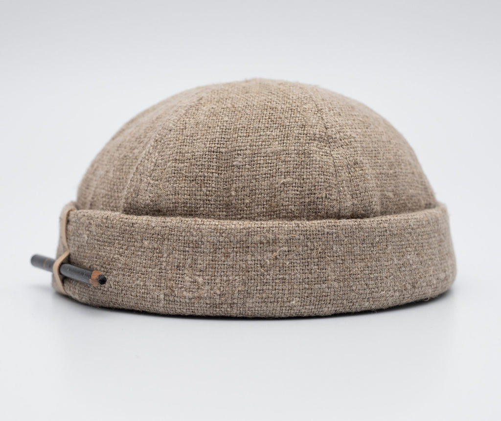 Handcrafted linen docker cap with pencil holder