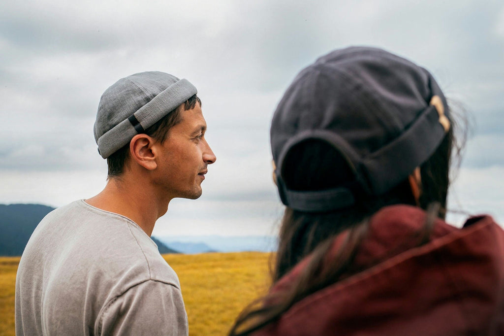 Handcrafted linen docker cap with pencil holder
