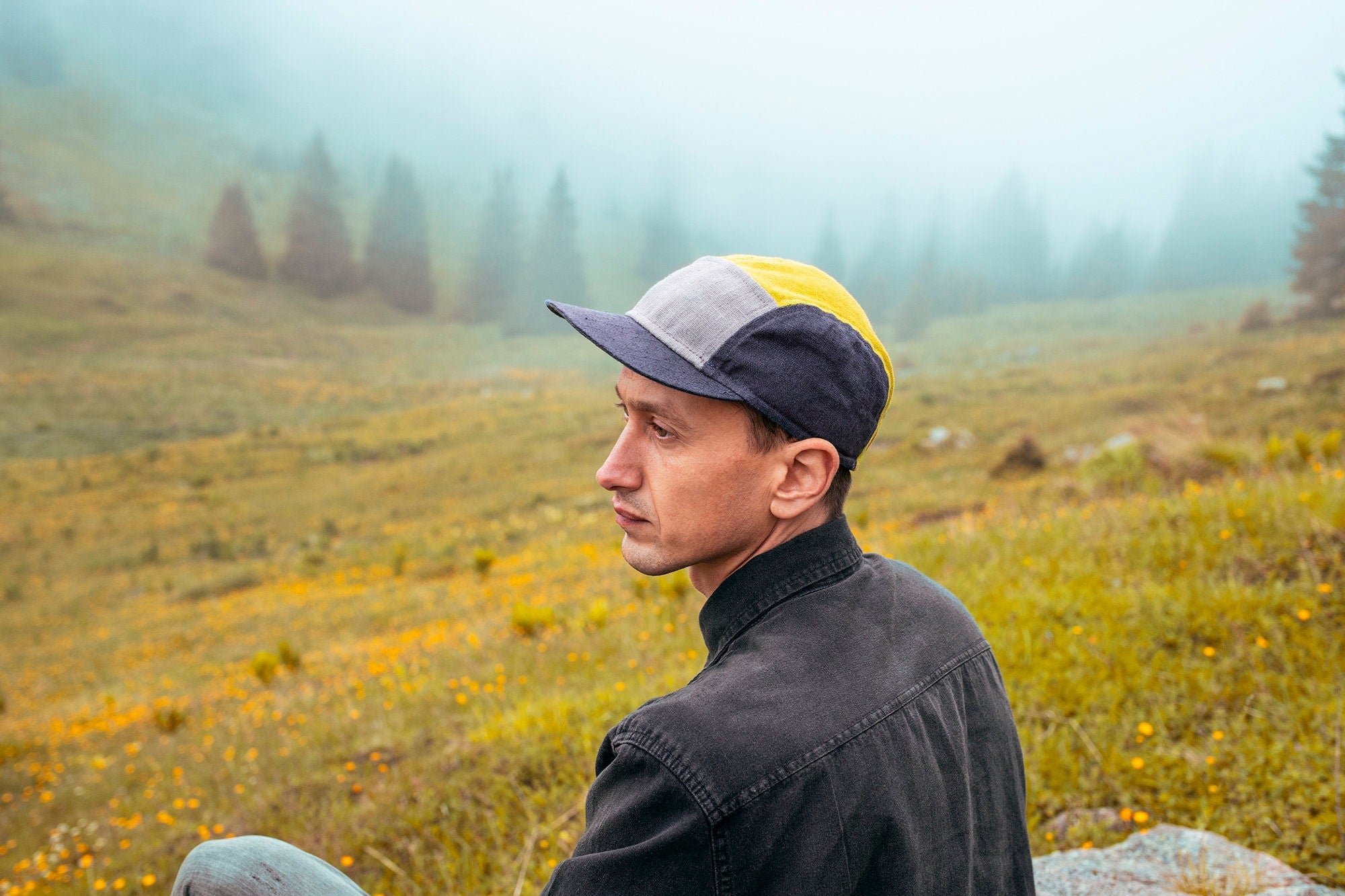 Handcrafted linen 5-panel cap