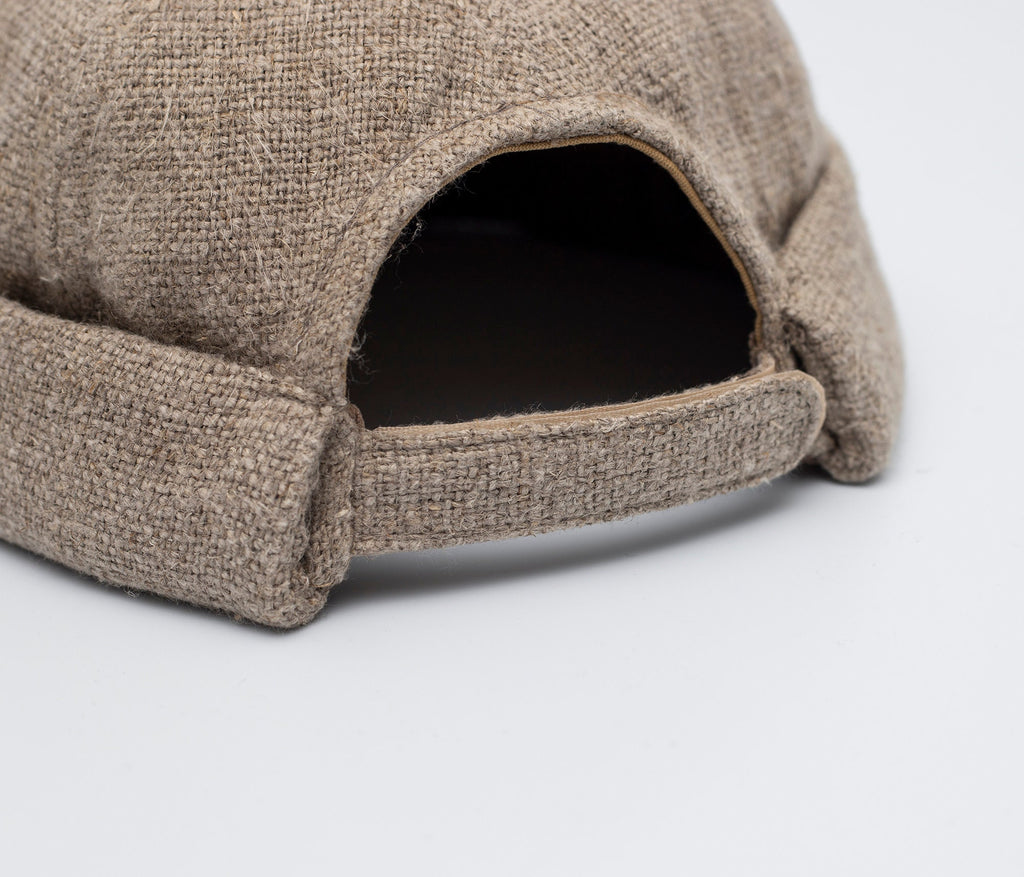Handcrafted linen docker cap with pencil holder