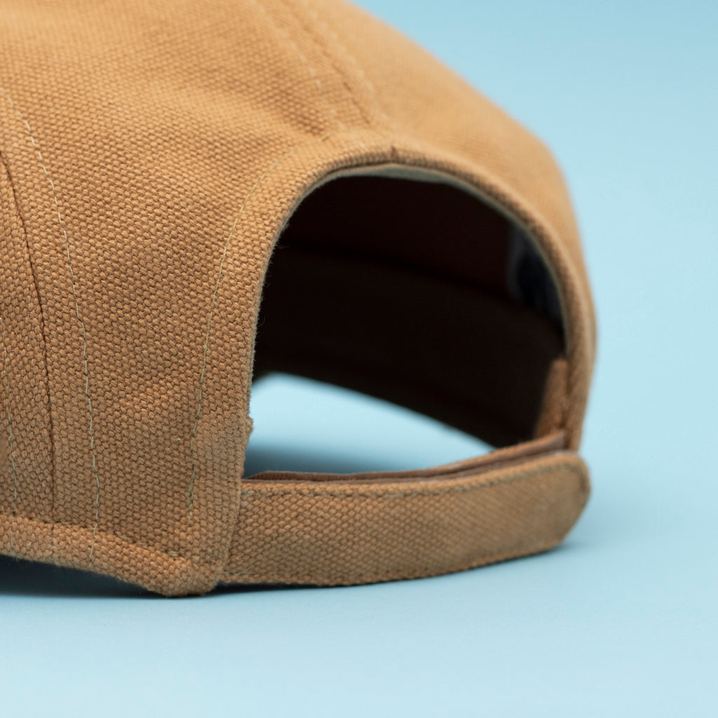 Handcrafted 5 Panel cap with soft, flip up brim