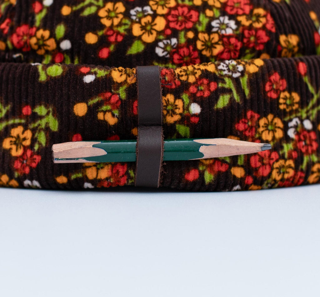 Vintage Style Corduroy Docker Cap with pencil holder