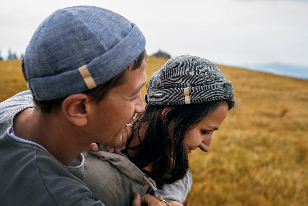 Handcrafted linen docker cap with pencil holder