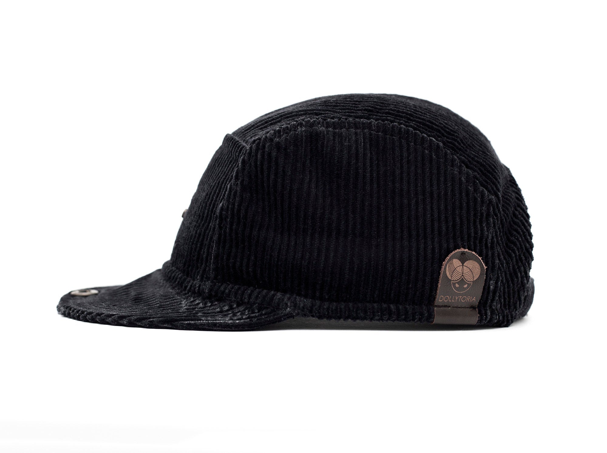 Handcrafted 5 panel cap with soft, flip up brim