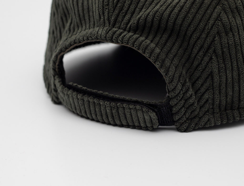 Handcrafted 5 panel cap with soft, flip up brim