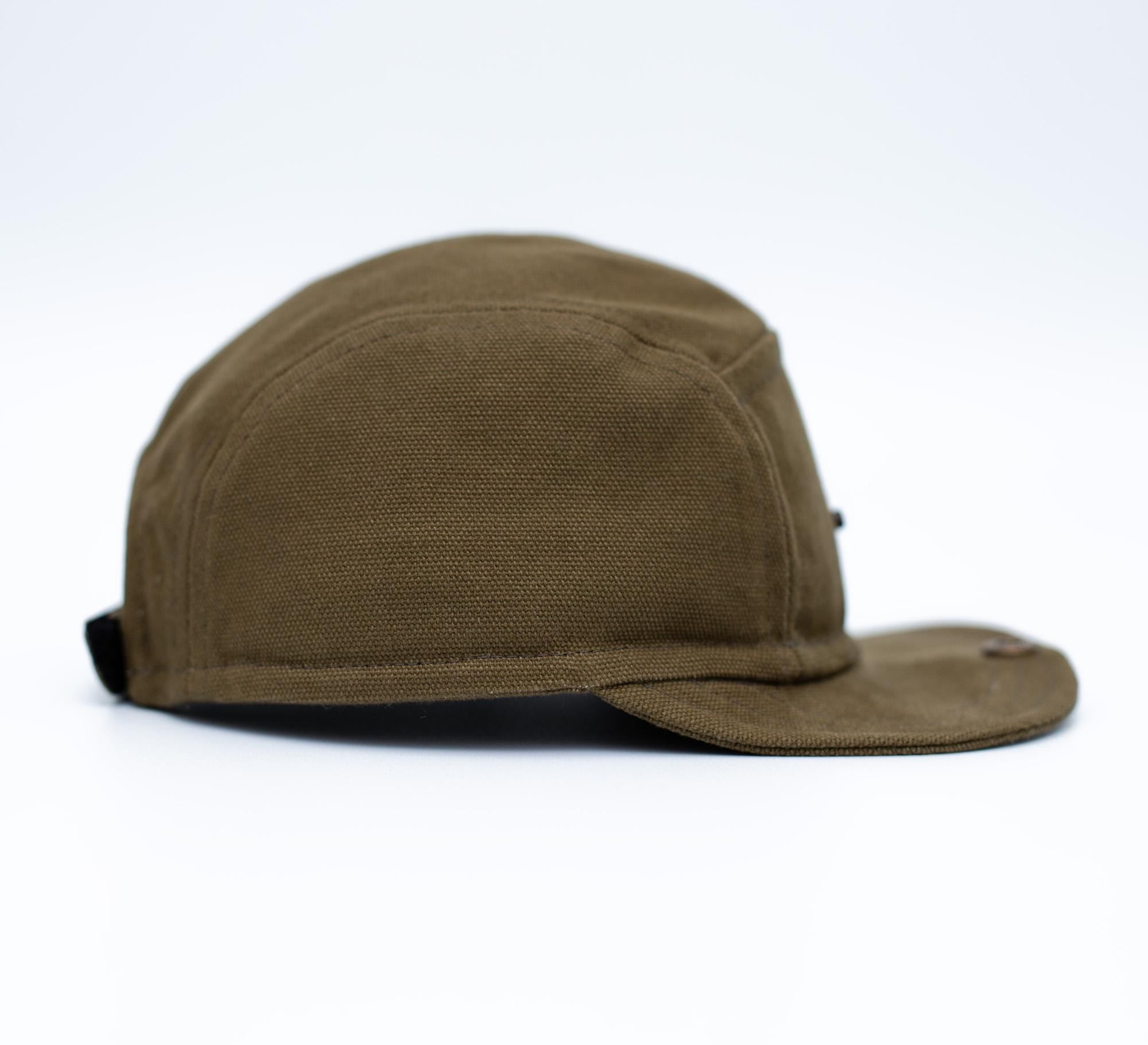 Handcrafted 5 Panel cap with soft, flip up brim
