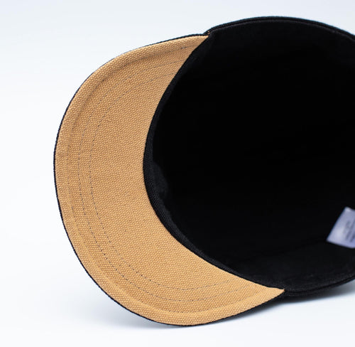 Handcrafted 5 Panel cap with short, soft brim
