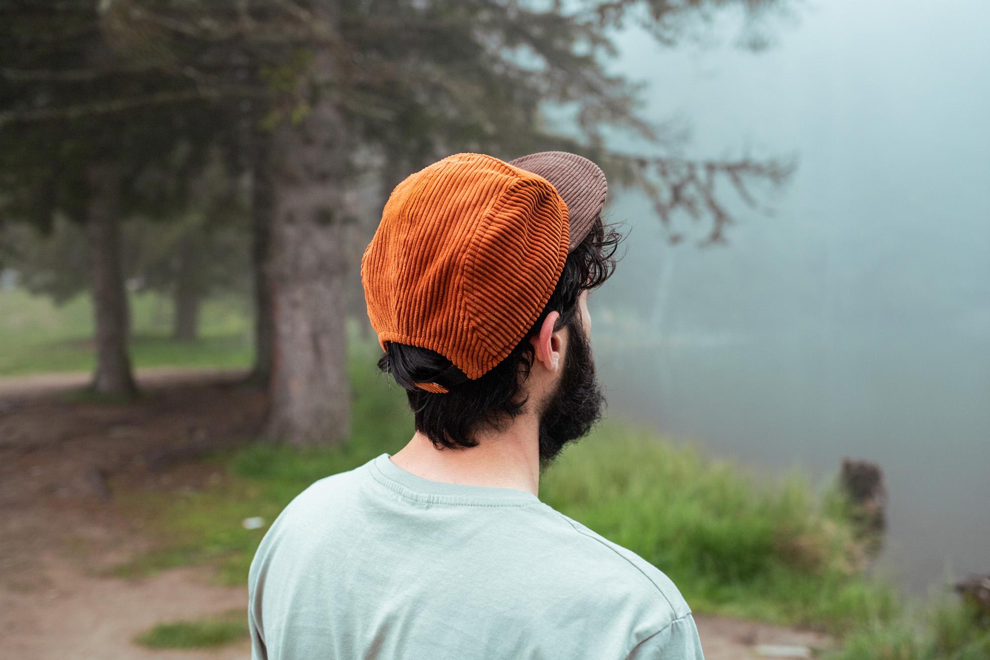 Handcrafted 5 panel cap with short and soft brim